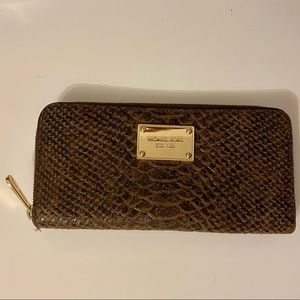 Michael Kors brown snake skin wallet